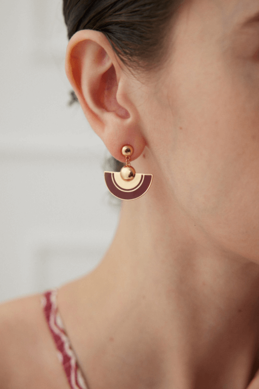 Esterella Fannie范尼Red半圈古典耳環