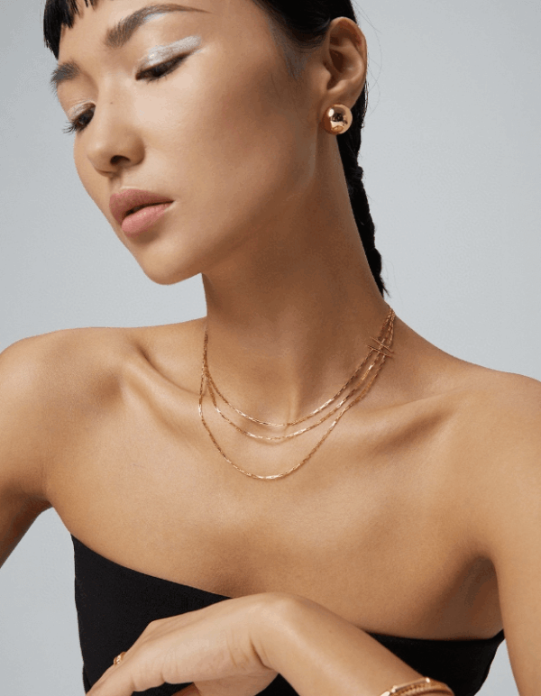 Esterella 經典三一層疊顯鎖骨項鍊